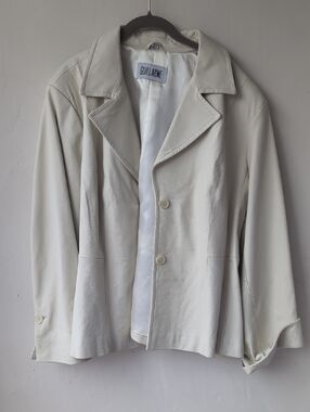 Guillaume Cream Leather Blazer Jacket